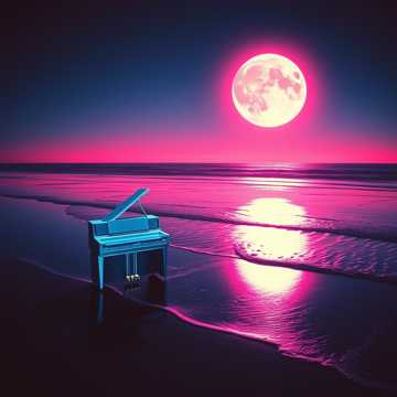Noite Clara Lua Cheia andando na praia  — AI-generated cover art